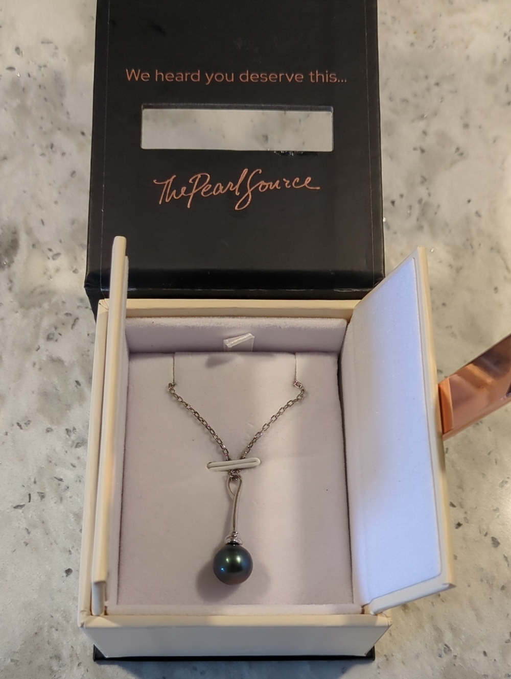 The Pearl Source Tahitian South Sea Round Black Green Pendant Necklace Silver